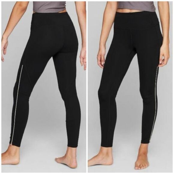Athleta Pants - Athleta Medium Black High Rise Copper Zipper Legging